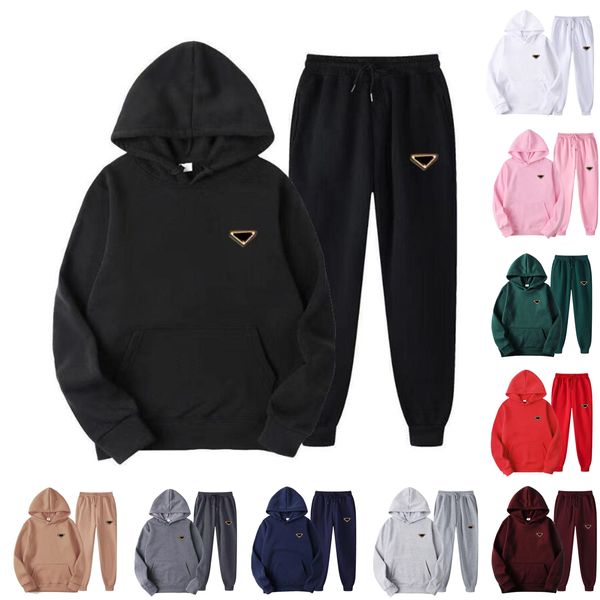 Hot Pr-a Pantaloni due pezzi da uomo e da donna Tute Outfit Felpe con cappuccio a collo alto Felpa Pantaloni Tuta 2023 Taglie forti Streetwear Abito casual Set da 2 pezzi