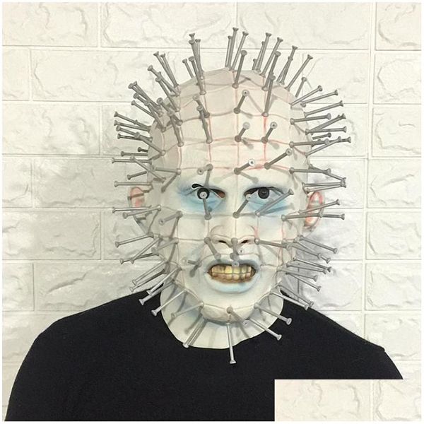 Maschere per feste Hellraiser Pinhead Maschera horror Festa Carnevale Mascara Testa Nail Man Film Cosplay Halloween Maschere in lattice spaventose S Dhgarden Dhwag