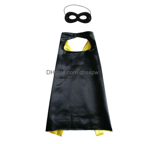 Costumi da supereroe a doppio strato da 27 pollici Mantello per bambini con maschera Tema per cartoni animati per bambini per Natale Festa di Halloween Cosplay Stage 6 Col