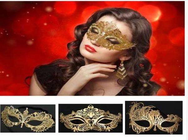 5 estilos de luxo coroa de ouro metal veneziano corte a laser máscara de baile de casamento dança cosplay fantasia festa máscara5717025