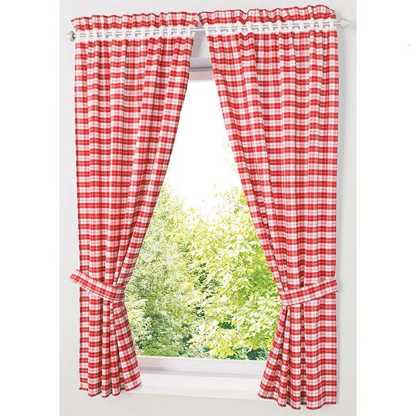 Tenda pastorale scozzese rossa/blu tende corte per trattamenti di finestra della cucina tende per la camera dei bambini per camera da letto soggiorno tende a pacchetto 231019