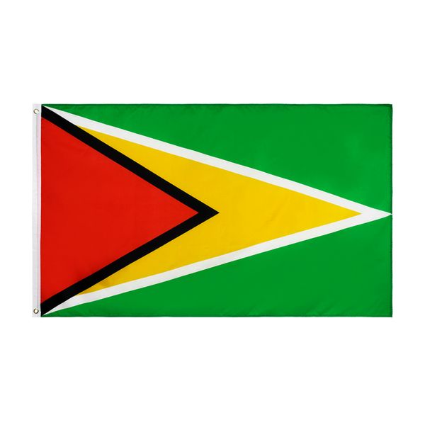 3x5Fts 90x150cm Bandeira Nacional da Guiana Bandeira de Poliéster para Decoração Interior e Exterior Direto da Fábrica Atacado