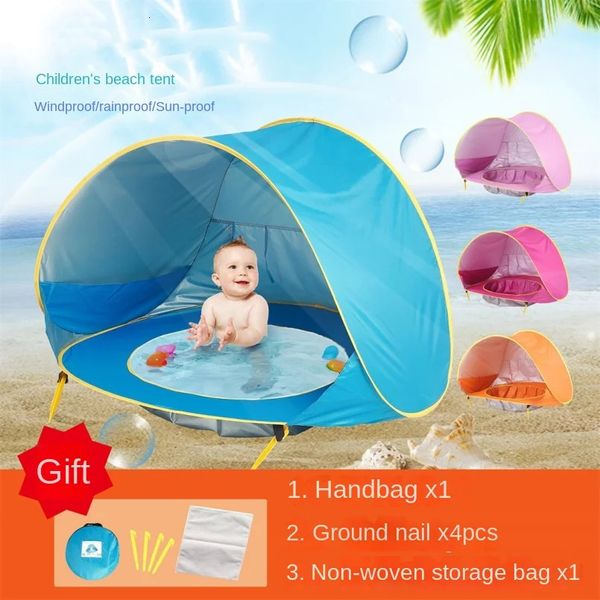 Tende giocattolo Tenda da spiaggia per bambini Piscina ombreggiata portatile Protezione UV Riparo solare per neonati Giochi da esterno Piscina per bambini Tenda per bambini Giocattoli 231019