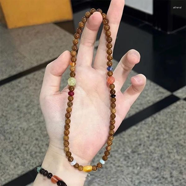 Collana con bracciale impilato vintage a doppio cerchio, catena per donna, unica con perline realizzate a mano