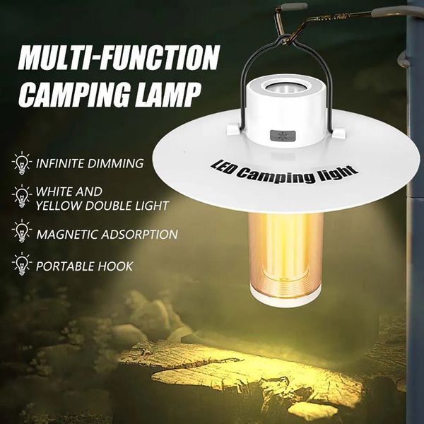 Outdoor Gadgets 2000 mAh Camping-Laterne mit Halterung, 5 Beleuchtungsmodi, LED-Atmosphärenlicht, Taschenlampen, USB wiederaufladbar, wasserdichte Notfalllampe 231018