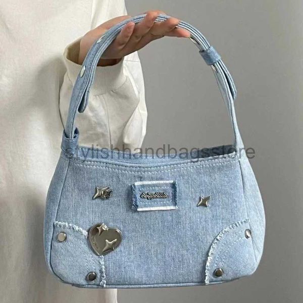 Umhängetaschen Gothic Denim Portemonnaie Jeans Tasche Vintage Punk Handtasche Geldbörse Schultertragetaschenstylishhandbagsstore