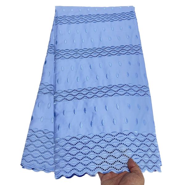 2023 de alta qualidade voile suíço polido renda material de algodão puro tecido bordado 5 jardas mulheres africanas vestidos de noite casamento estilo nigeriano design branco YQ-8327