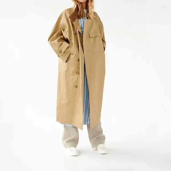 Mulheres Trench Coats Mulheres Windbreaker Stand Collar Silhueta Cor Sólida Reta Commuter Casaco