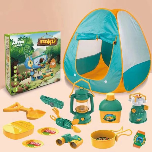 Toy Tents Juego de camping para niños con tienda de campaña 20 piezas Juego de juguetes de explorador al aire libre para niños Captura de insectos Juego de simulación Herramientas de campamento para regalo de cumpleaños 231019