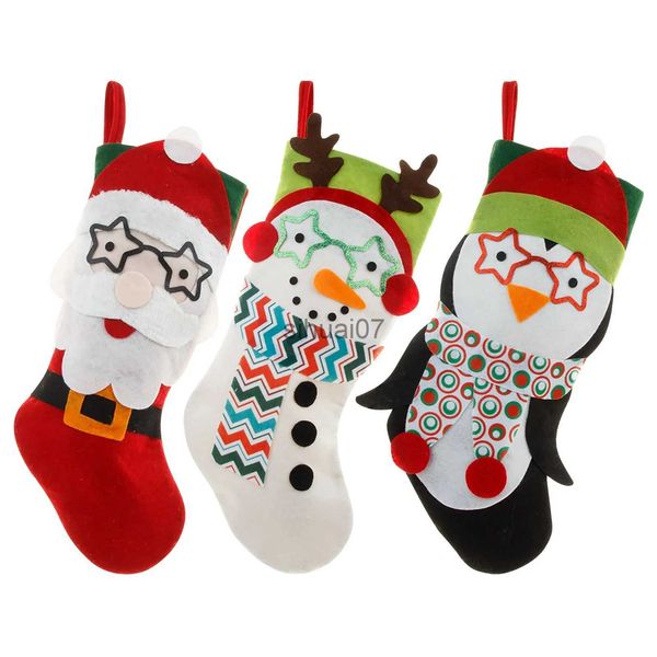 Weihnachtsdekorationen, neu eingetroffen, Strümpfe, Weihnachtsmann, Elch, Stoff, Geschenksocken, Weihnachtsdekoration, süße Kinder-Feuerbaum-Dekorationstasche x1019