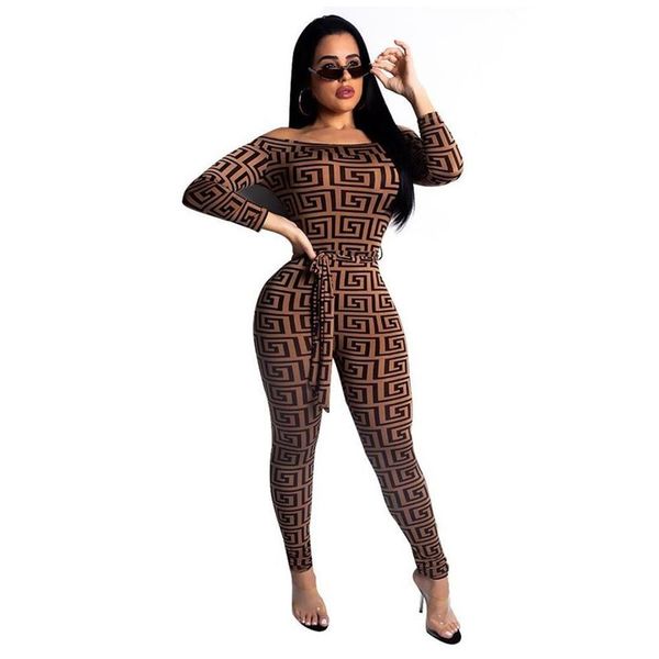 Womens Tracksuits Sexy Bodycon Macacão Romper Manga Longa Bodysuit Mulheres Zipper Gola Macacões Elegante Comprimento Total Polyeste265F