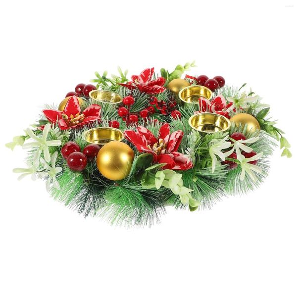 Flores decorativas guirlanda de flores penduradas grinaldas castiçal artificial ornamento de natal porta tealight titular anel de plástico ornamentos