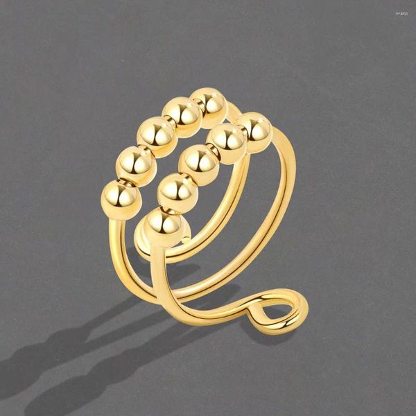Cluster Anéis Charme Beads Abertos Bola para Mulheres Dedo Ajustável Dia dos Namorados Presente Jóias