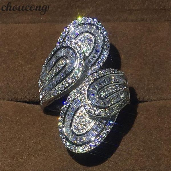 choucong Einzigartiger großer Blumenring Diamant Cz 925 Sterling Silber Verlobung Ehering Ringe für Frauen Männer Fingerschmuck231u