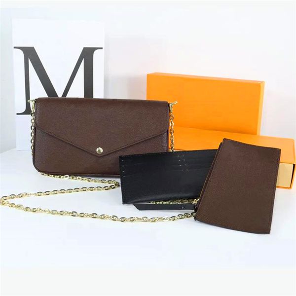 Classic Felicie Pochette Catene Borse a tracolla Moda Vendita al dettaglio Pelle Metalli Lady Frizione Borse a tracolla Donna Portafogli firmati con patta portatile M61276