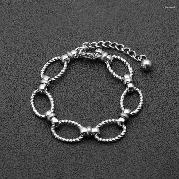 Charme pulseiras torcido grãos de café corrente pulseira cor prata 316l aço inoxidável curb link cubano pulseras para homens mulheres jóias
