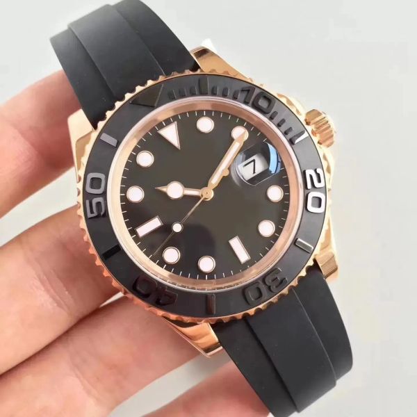 Relógio masculino 40mm pulseira de borracha ouro rosa movimento automático mecânico relógios masculinos de aço inoxidável para masculino relógio de pulso sem caixa