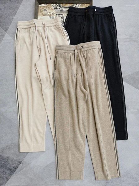 Женские брюки Naizaiga 100, кашемировые боковые цепочки с бусинами, декоративные кружевные эластичные шаровары с высокой талией, женские белые, черные QWX346