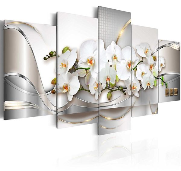 Amosi Art Orquídea Flores Impressão em Tela Pintura Arte de Parede Linha Abstrata Fundo Branco Floral Arte para Casa Moderna Living Decor8404616