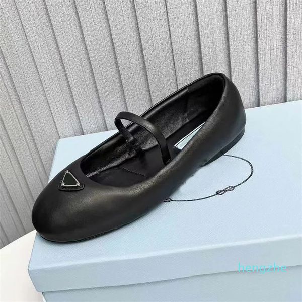 Modedesigner Mary Jane Schuhe Damen Kleidschuh mit flachem Boden Leder Ballett Tanzschuhe Dekoration Runder Kopf Lässige Party Schuhgröße 35-42