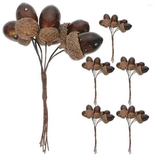 Decoração de festa 6 pçs artificial pinhões grinalda picaretas decoração ramo simulação plástico cones artesanato granel pinecones decoração grande