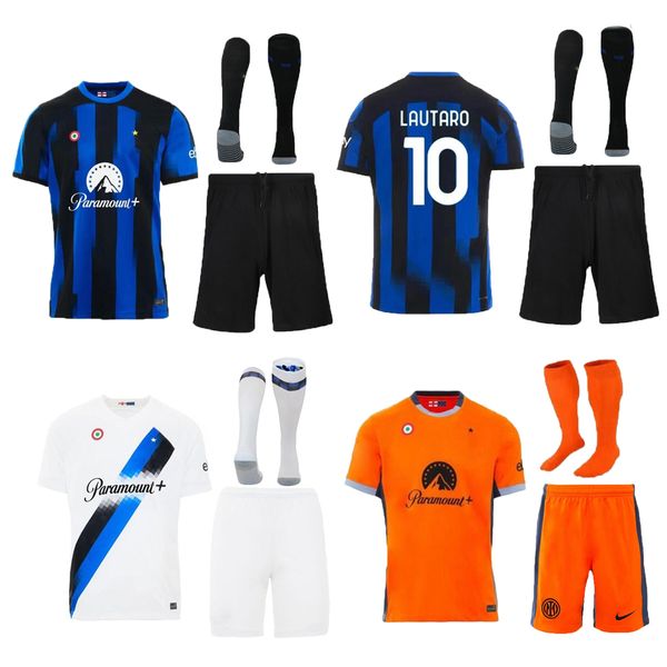 23 24 Kits de futebol infantil Alexis Soccer Jerseys LaUtaro Thuram Barella Frattesi Final 2023 Maglie Football Shirt Child Inters Milans