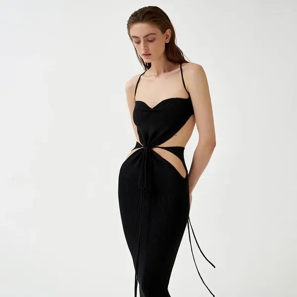 Lässige Kleider Abend für Frauen 2023 Elegante aushöhlen Spitze ärmellos rückenfrei sexy Midi Hochzeitskleid Kleidung