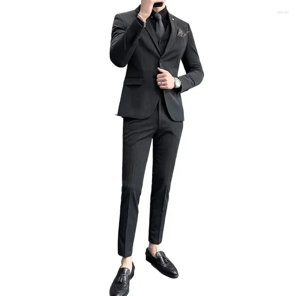 Männer Anzüge 2023 Kleid Koreanische Version Der Mode Lässig Passenden Textur Zwei Taste Doppel Split S-7XL Anzug Schlank Drei-stück
