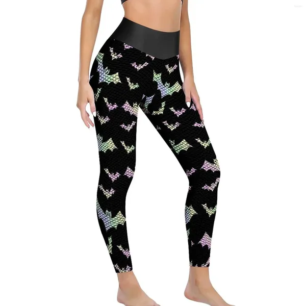 Calças ativas goth vampiro morcego leggings animais brancos exercícios yoga mulheres cintura alta calças esportivas básicas sem costura personalizado