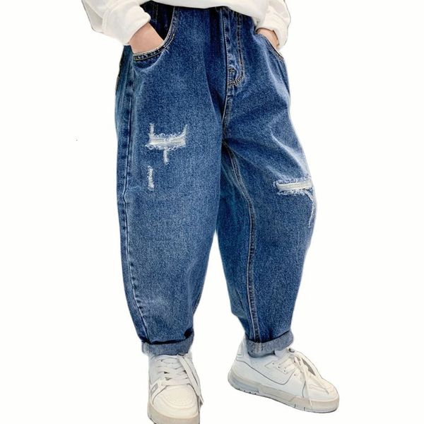 Kot kot çocuk büyük delik çocuk kot pantolon erkekler için gündelik stil çocuk kot pantolon sonbahar çocuk kıyafetleri 6 8 10 12 14 231019