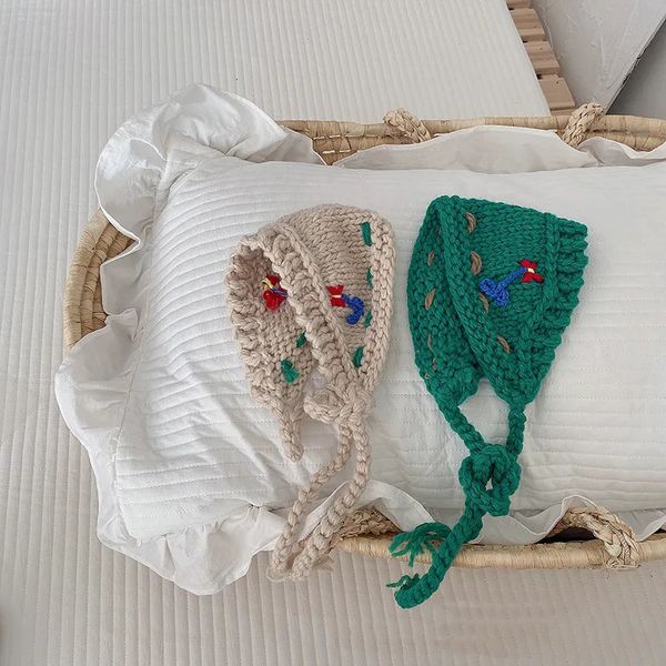 Acessórios de cabelo Crochet Woolen Baby Headband Menina Malha Cabeça Envoltório para Crianças Earmuffs Crianças Turbante Flor Hairband Quente 231019