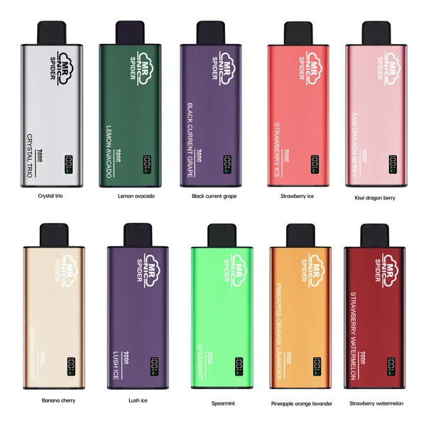 Penna Vape usa e getta originale Mr Nic Spider 7000 650mAh Batteria preriempita Cartuccia da 13 ml 10 colori