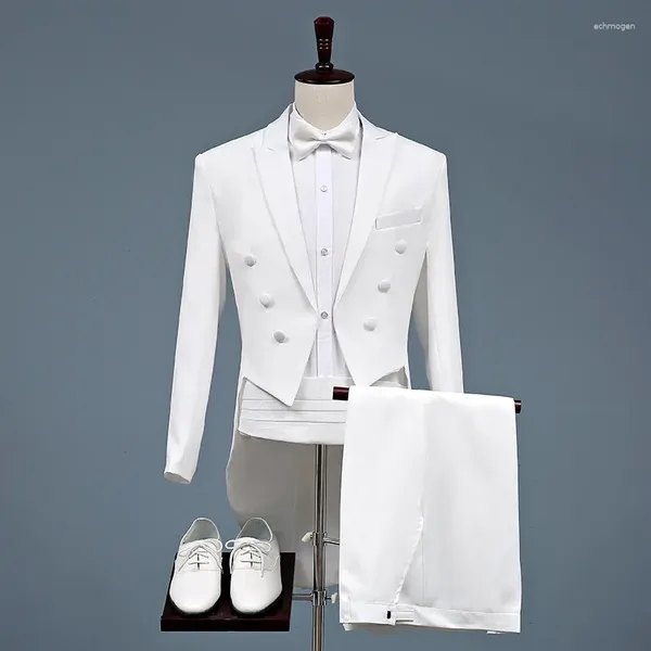 Мужские костюмы, одинаковый комплект из двух предметов, белый свадебный клубный костюм, пиджак, брюки, мужские 2 смокинга, большие размеры Xxxl, мужская одежда