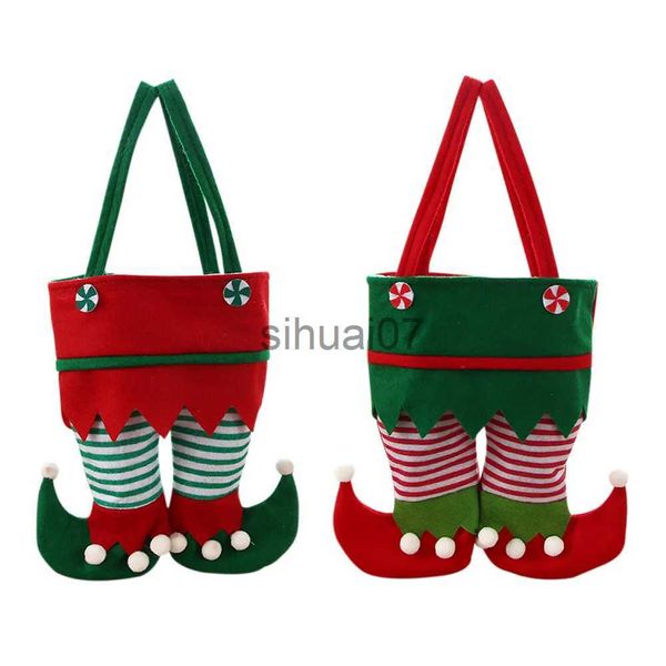 Decorações de Natal Saco de Doces de Elfo de Natal Saco de Veludo Calças de Papai Noel Saco de Decoração de Festa de Natal Garrafa de Doces Saco de Presente de Festa Meias de Natal x1019