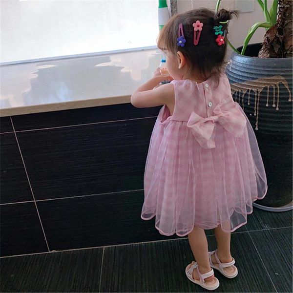 Abiti da ragazza Bambino Bambini Neonate Estate Plaid Bow Dress Matrimoni Abiti Fancy Long Casual