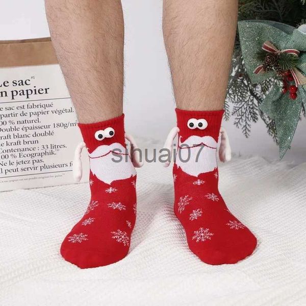 Decorações de natal dos desenhos animados meias de natal criativo sucção meias de algodão toe meias 3d handheld clube casal meias x1019