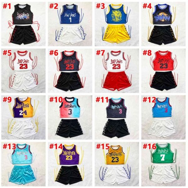 EINZELHANDEL Sexy Frauen Sport Trainingsanzüge Zweiteilige Hosen Set Basketball Baby Outfits Mode Kurzen Anzug Ärmellose Brief Drucken Weste Pa314N