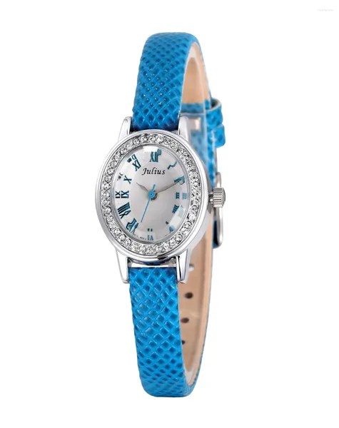 Relógios de pulso grátis pulseira de aço pequeno julius senhora relógio feminino japão quartzo moda horas pulseira trança couro presente da menina