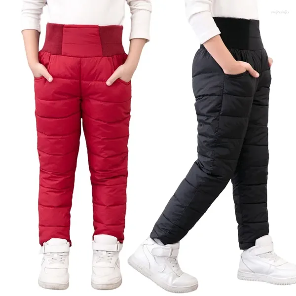 Hosen Baby Junge Mädchen Winter Gepolsterte Kleidung Wasserdichte Hosen Kinder Hohe Taille Kinder Dicke Warme Baumwolle Leggings Teenager 1-11Y