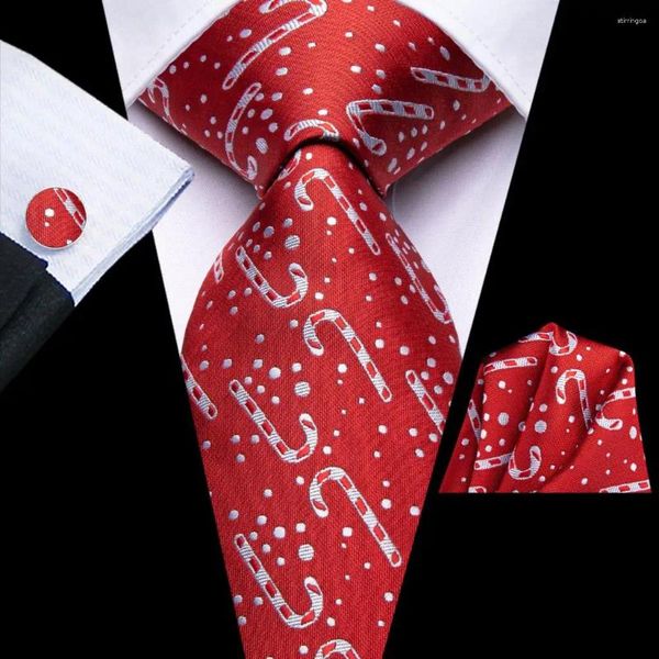 Галстуки-бабочки Рождественский галстук для мужчин 2023 Красный Белый Модный бренд Свадебная вечеринка Галстук Набор Handky Запонки Подарок Оптовая продажа Hi-Tie Designer