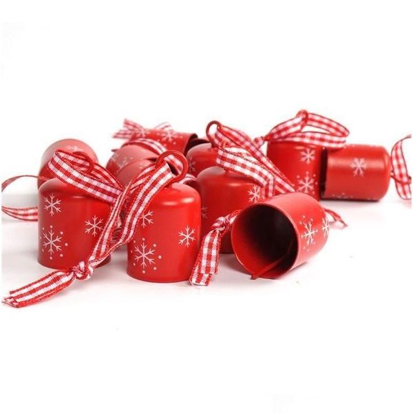 Рождественские украшения 12 шт. красный цилиндрический колокольчик 25 мм снежинка маленькое дерево Hangi Mylarbagsho Прямая доставка домой Ga Dhenq