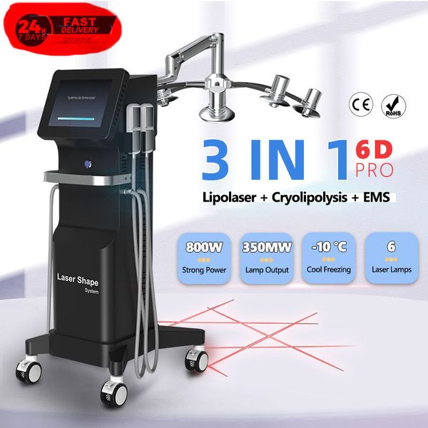 Professionelle 6D-Lipo-Laser-Schlankheitsmaschine zur Gewichtsreduktion, coole Technologie, Kryolipolyse-Lazer-Maschine, Preis, 4 Kühlplatten
