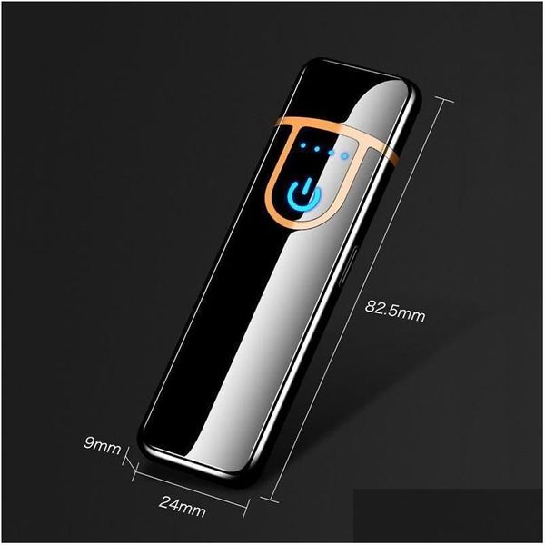 Accendini Sensore tattile elettrico Accendino freddo Impronta digitale Ricaricabile USB Portatile Antivento Accessori per fumatori Consegna a domicilio G Dhbrp