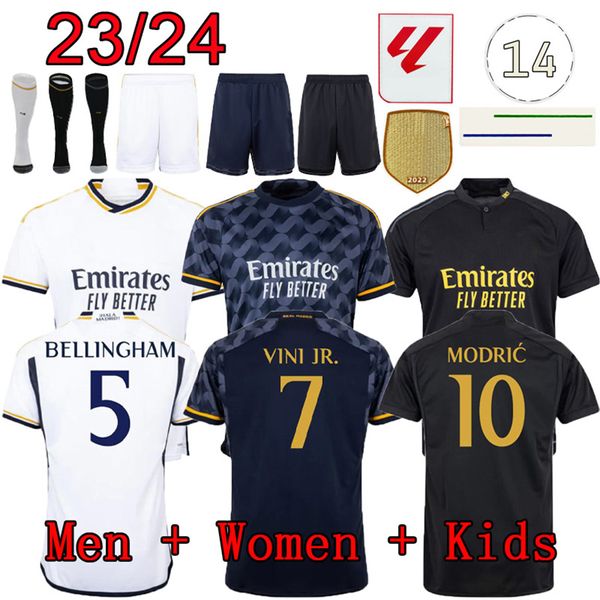 2023 2024 Real Madrid BELLINGHAM VINI JR MODRIC Maglia da calcio da uomo 23 24 Casa Donna Maglie da trasferta Maglia da calcio per adulti Terza magliette Kit per bambini maillot de foot