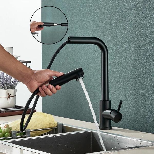 Mutfak muslukları fırçalanmış, lavabo musluğu iki model akarsu püskürtücü nozul paslanmaz çelik soğuk su mikseri musluk güverte