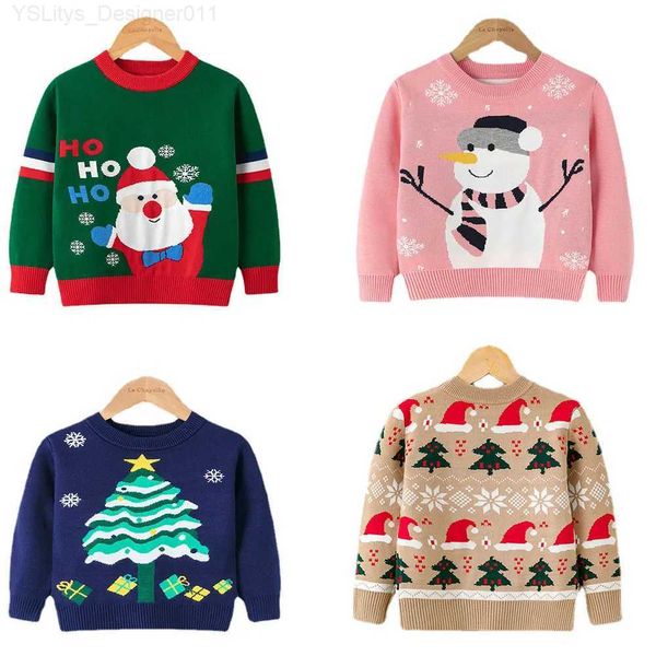 Kadın Sweaters Noel Süveteri Toddler Çocuklar Karikatür Noel Ağacı Noel Baba Kardan Adam Bebek Kız Kızlar Örgü Sonbahar Kış Kıyafetleri L231019