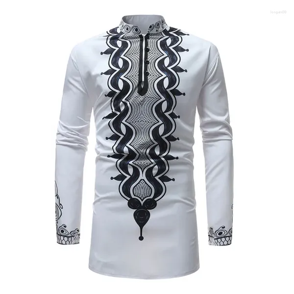 Camicie casual da uomo Camicia elegante Dashiki africana da uomo 2024 Marca tradizionale Maxi Uomo Uomo Slim Fit Manica lunga Chemise Homme