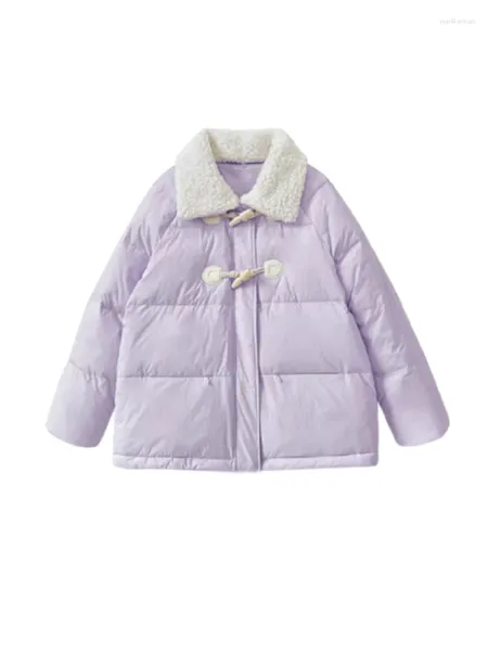 Mulheres Trench Coats Mulheres Roxo Parka Jaqueta Moda Quente Algodão Feminino Acolchoado Outerwear Harajuku Vintage Coreano Inverno 2000s Roupas