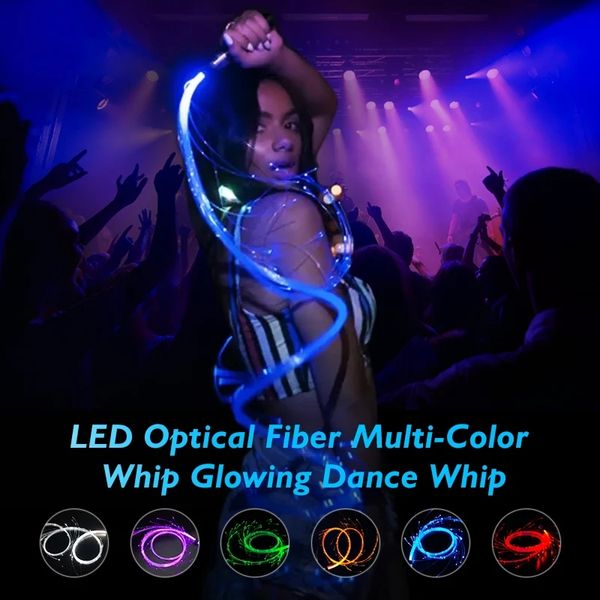 LED-Glasfaser-Peitsche, Bühnenbeleuchtung, USB wiederaufladbar, optisches Handseil, Pixel-Leuchtpeitsche, Flow-Spielzeug, Tanzpeitsche, Party-Beleuchtung, Show für Teil