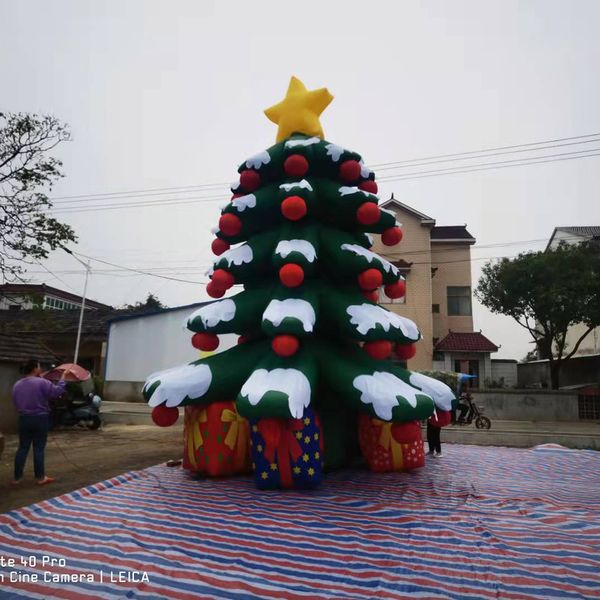 Novo produto inflável árvore de natal airblown 6m 8m inflável papai noel decoração de quintal ao ar livre para venda frete grátis